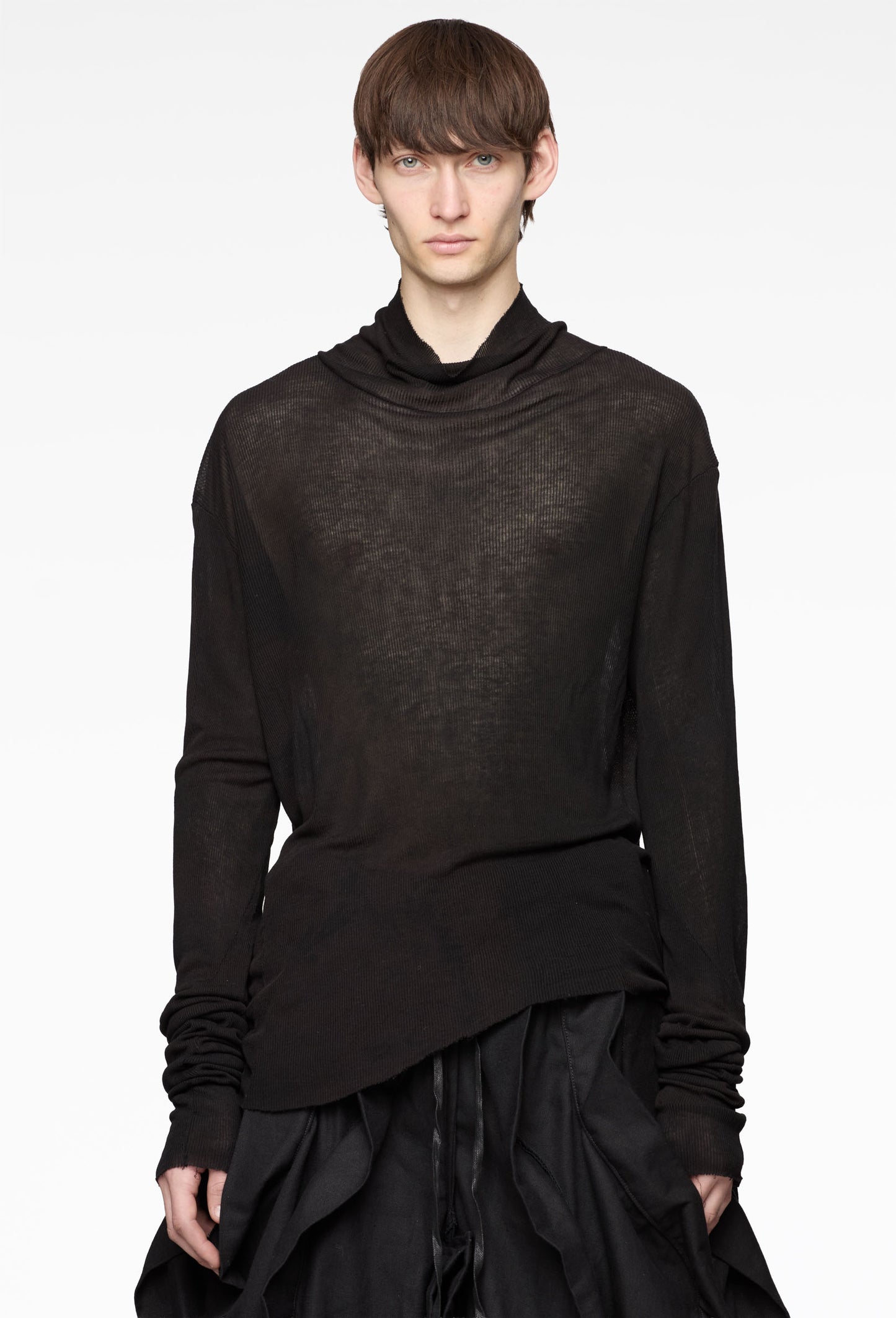 Black Single Layer Turtleneck Sheer