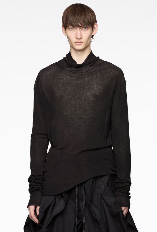 Black Single Layer Turtleneck Sheer