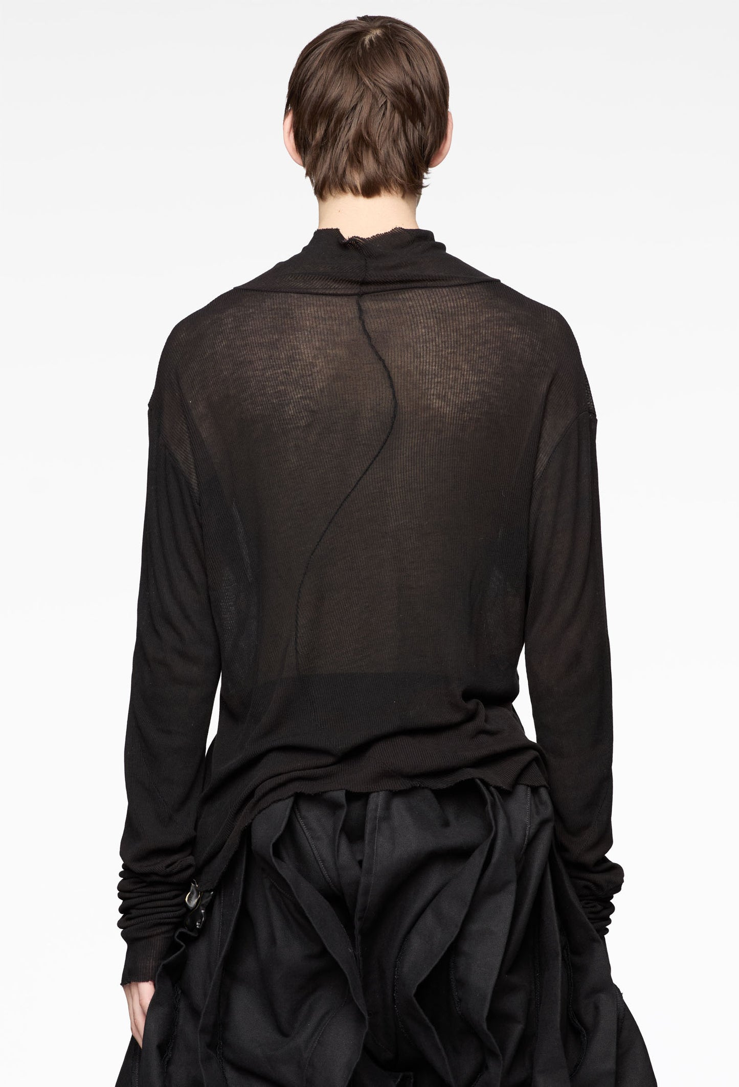 Black Single Layer Turtleneck Sheer