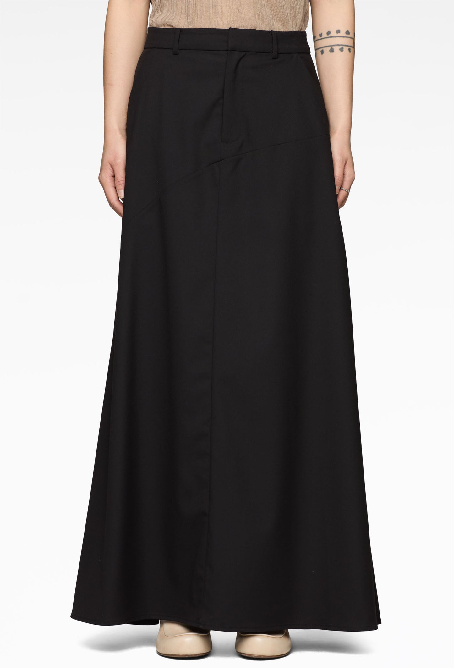Black Spliced Full Skirt