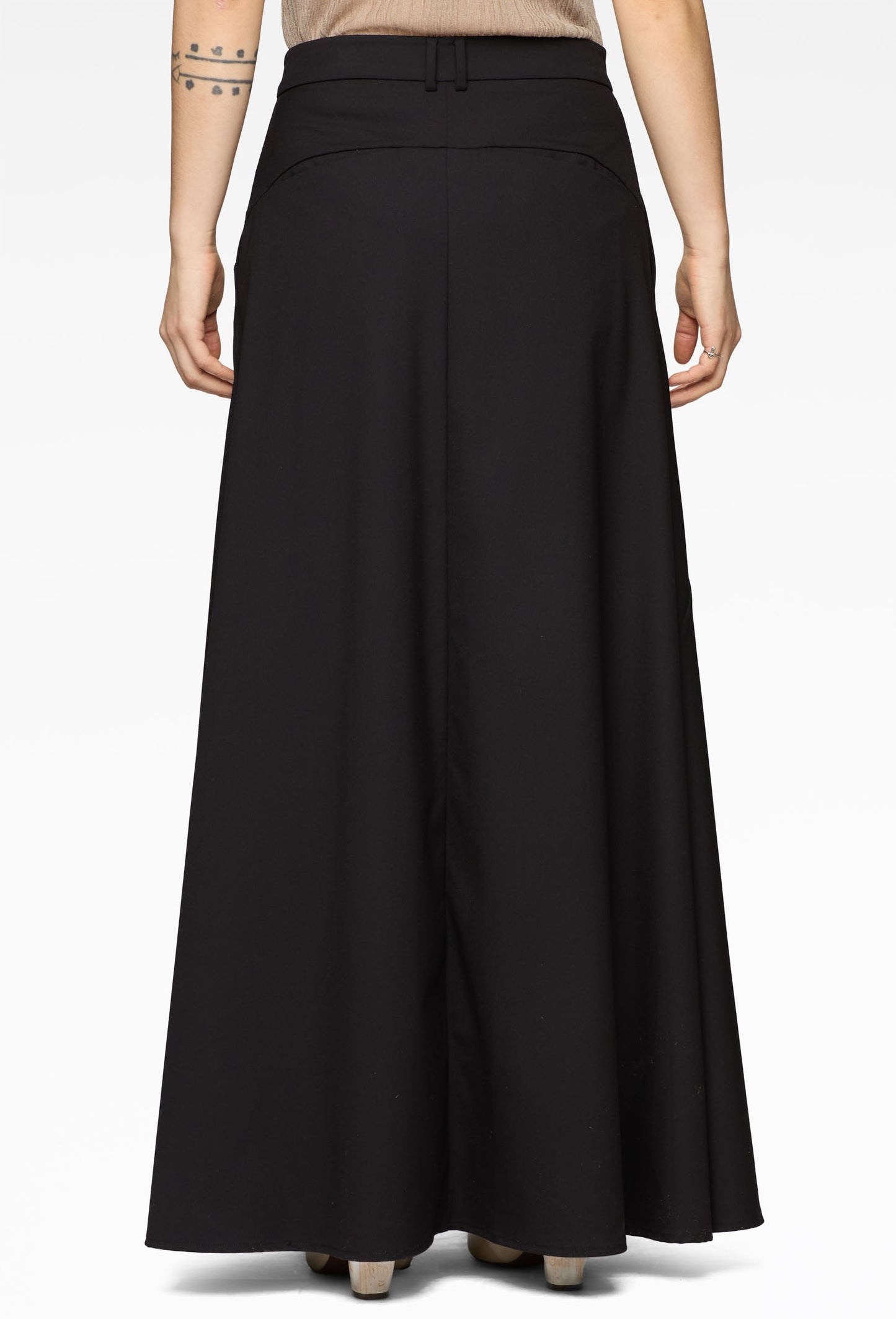 Black Spliced Full Skirt