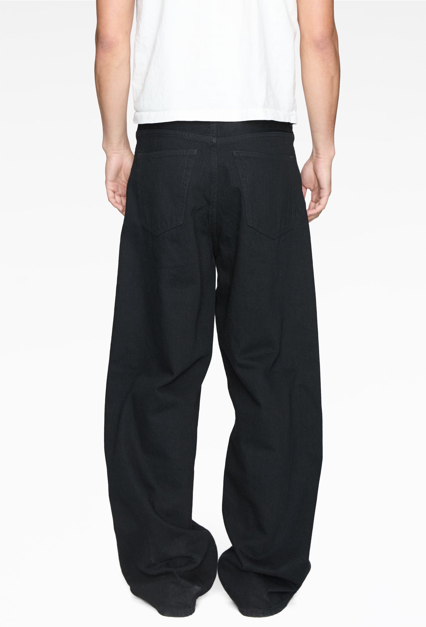 Black Steve Wide-Leg Denim Jeans