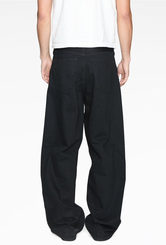 Black Steve Wide-Leg Denim Jeans