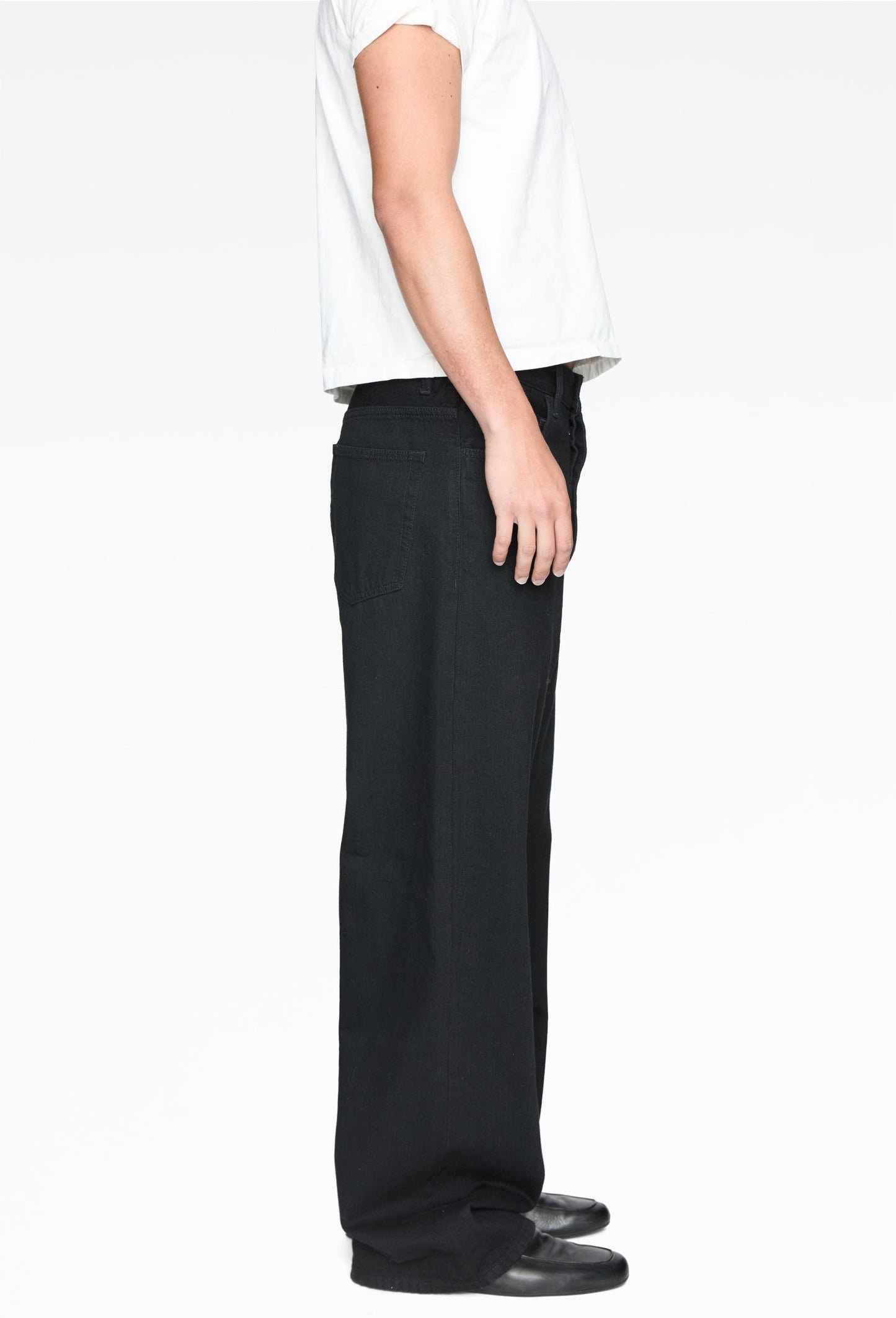 Black Steve Wide-Leg Denim Jeans