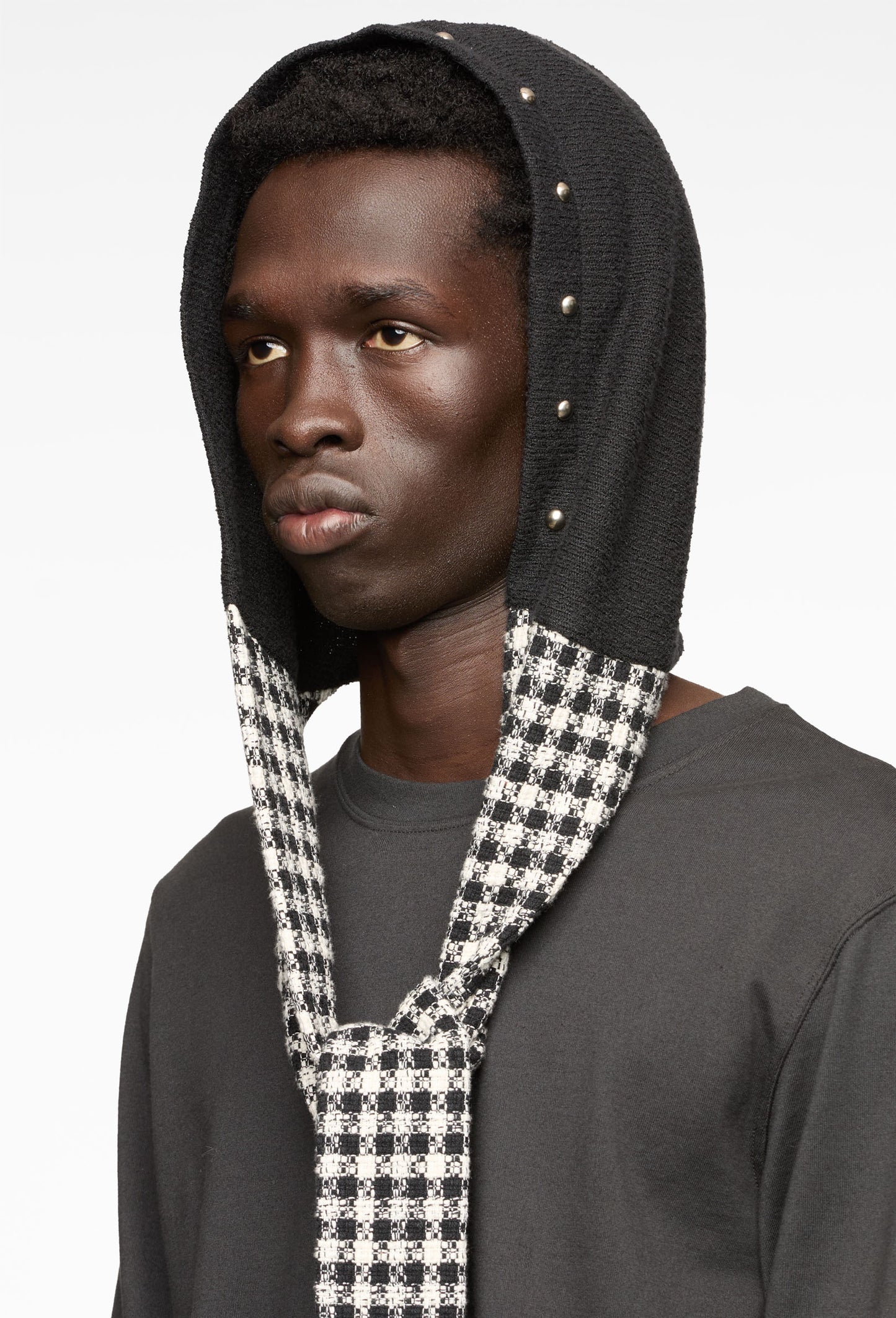 Black Stud Hood Scarf