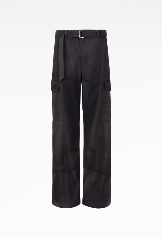 Black Sun-Bleached Belted Trousers