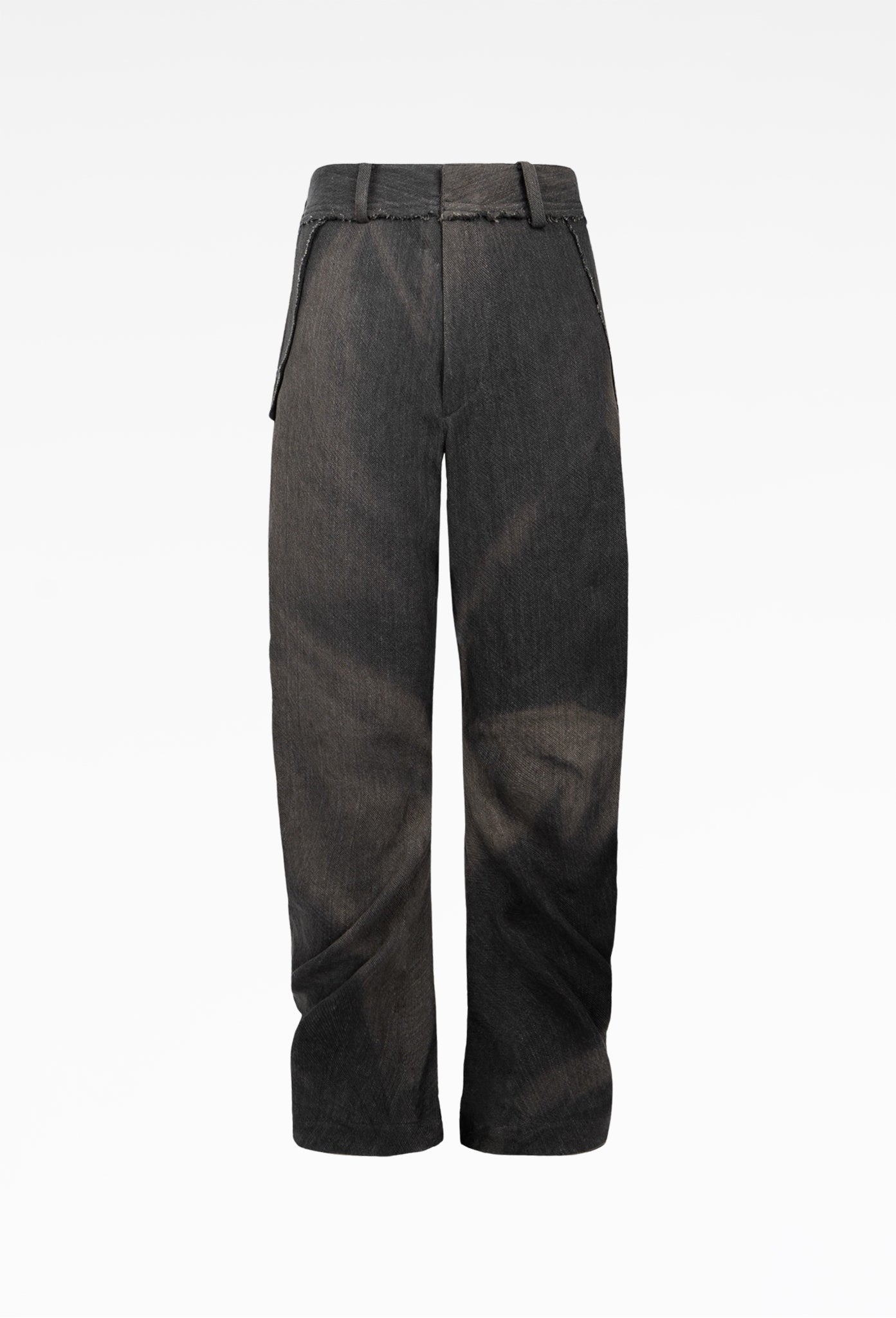 Black Sun-Bleached Curved Trousers