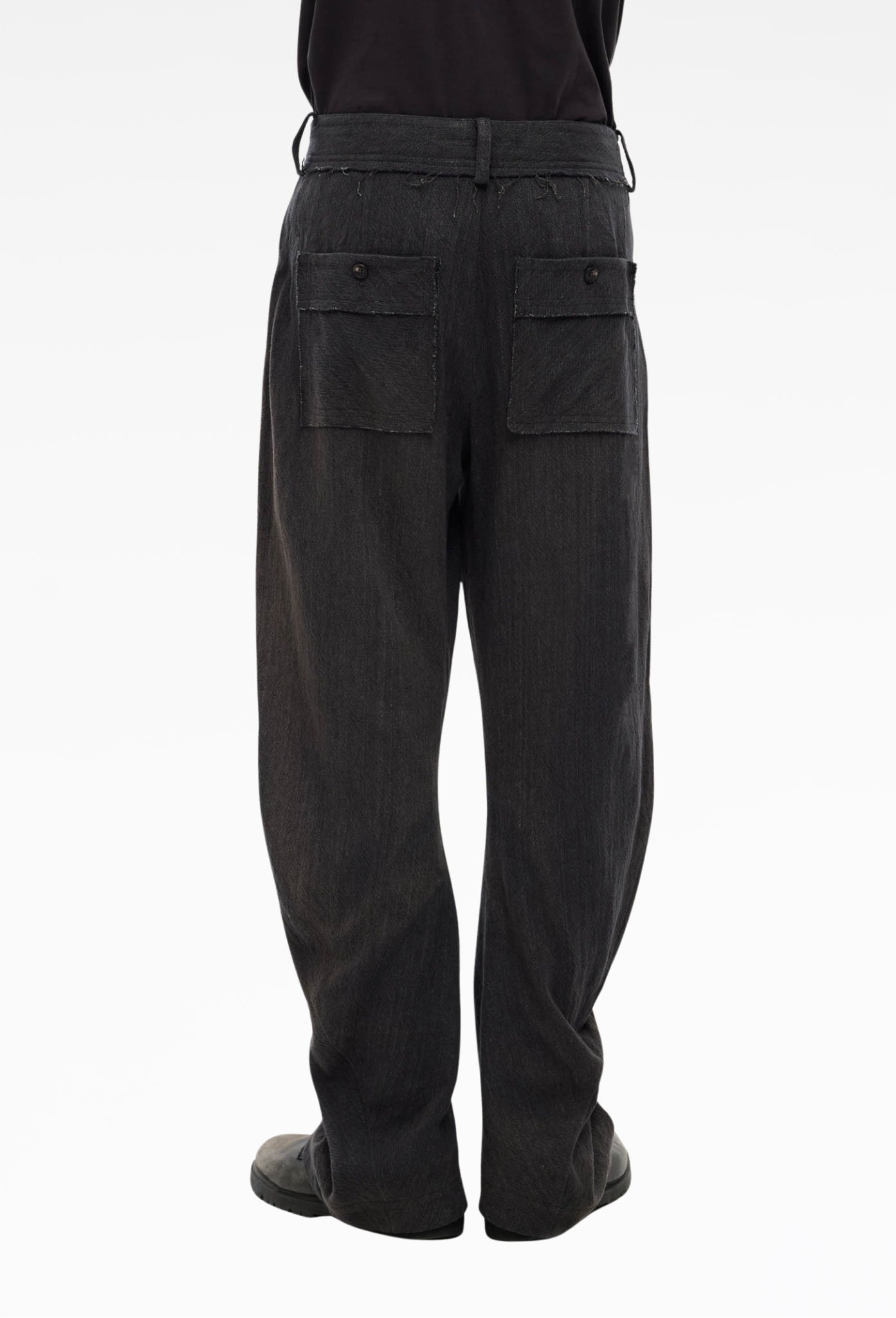 Black Sun-Bleached Curved Trousers