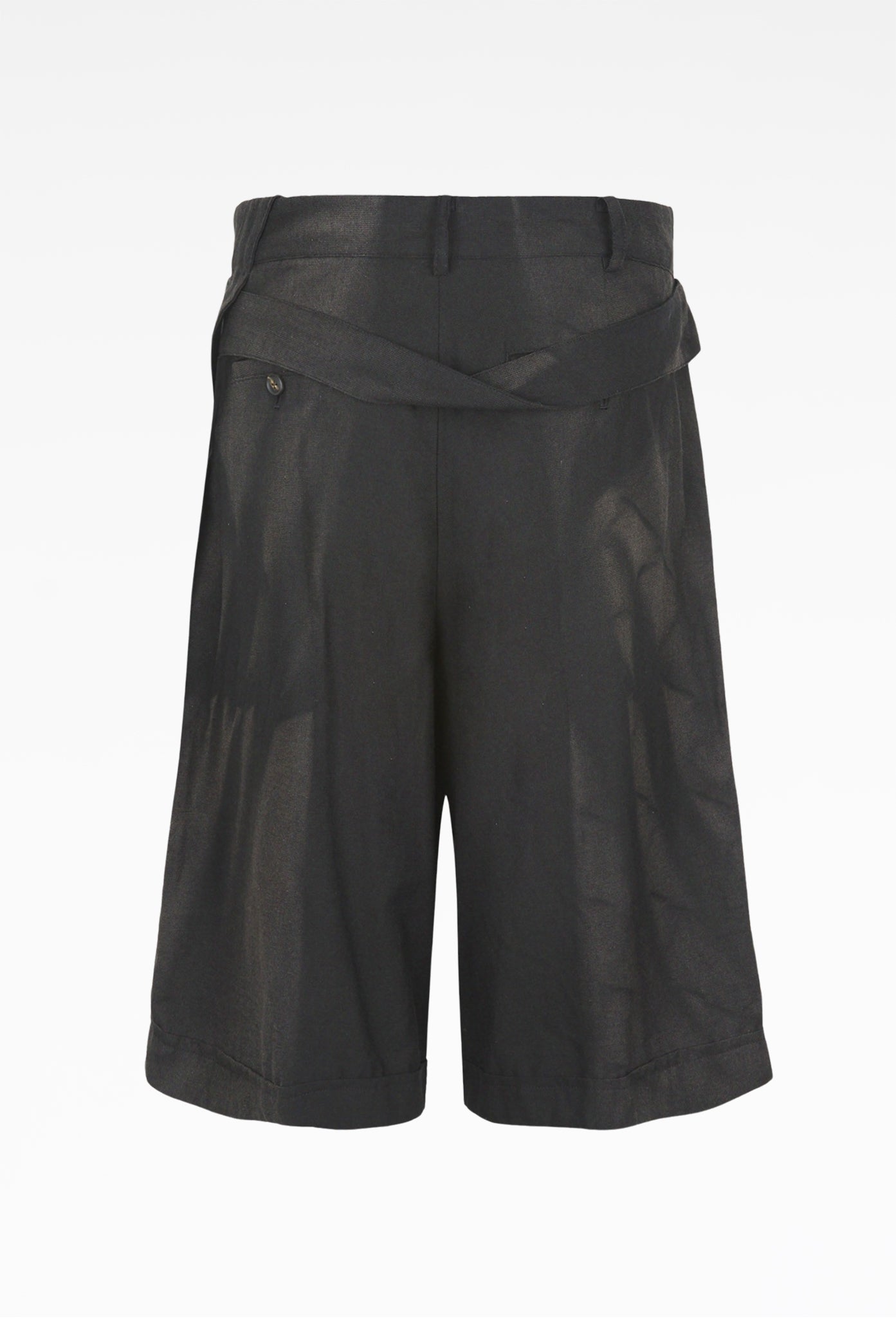Black Sun-Bleached Layered Half Trousers