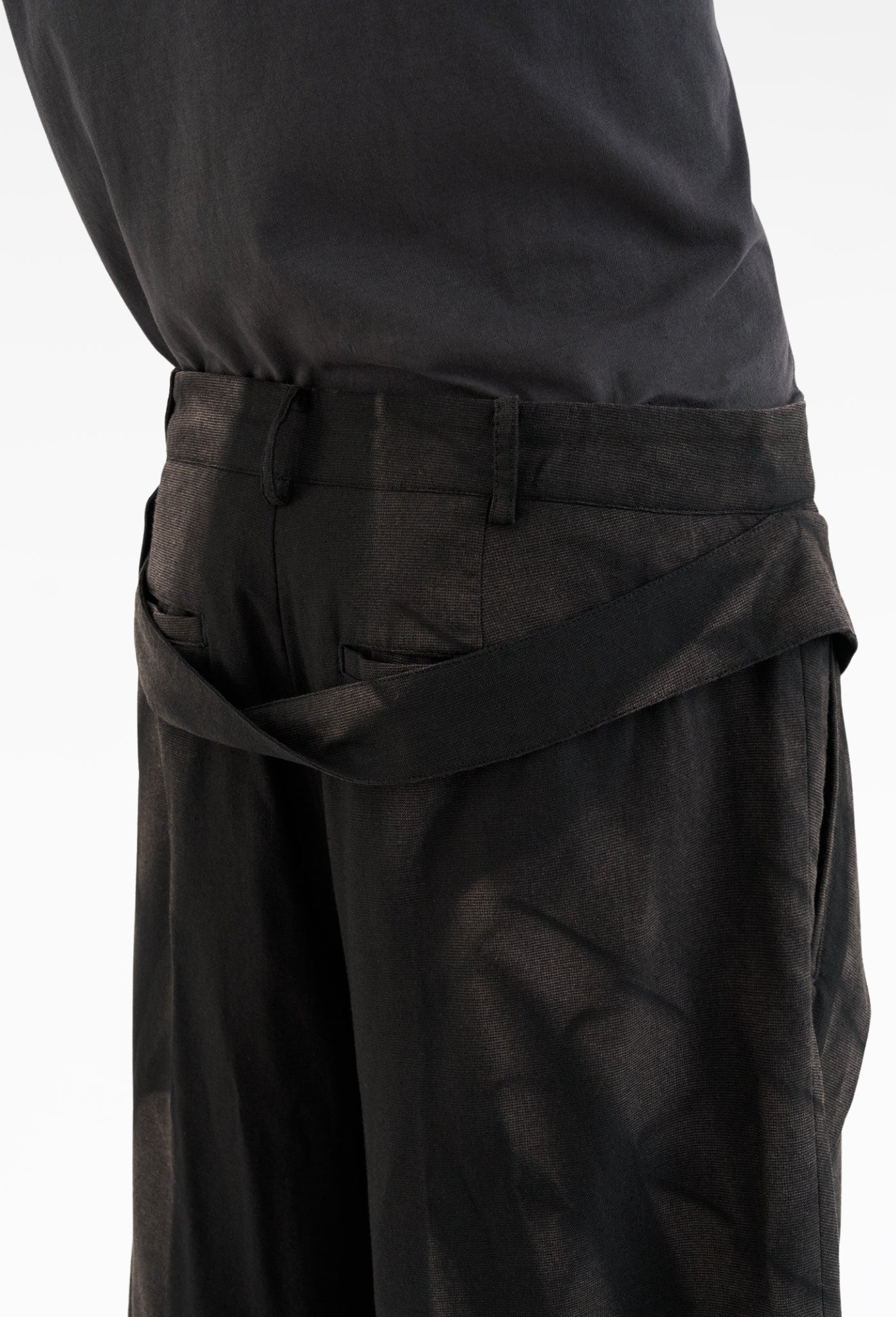 Black Sun-Bleached Layered Half Trousers