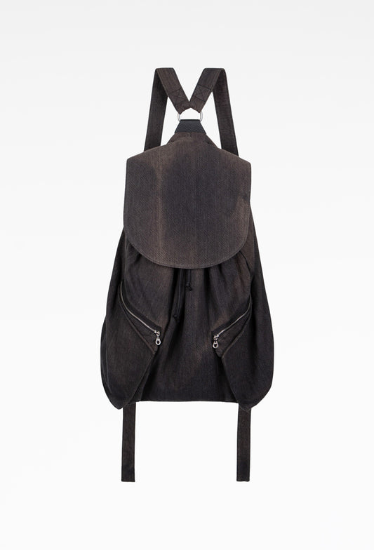 Black Sun-Bleached Multi Pocket Backpack