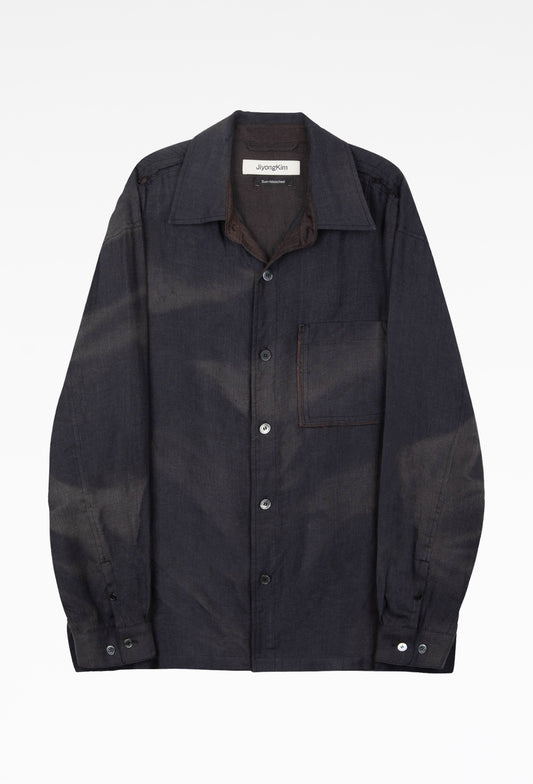 Black Sun-Bleached Raw Edged Shirt