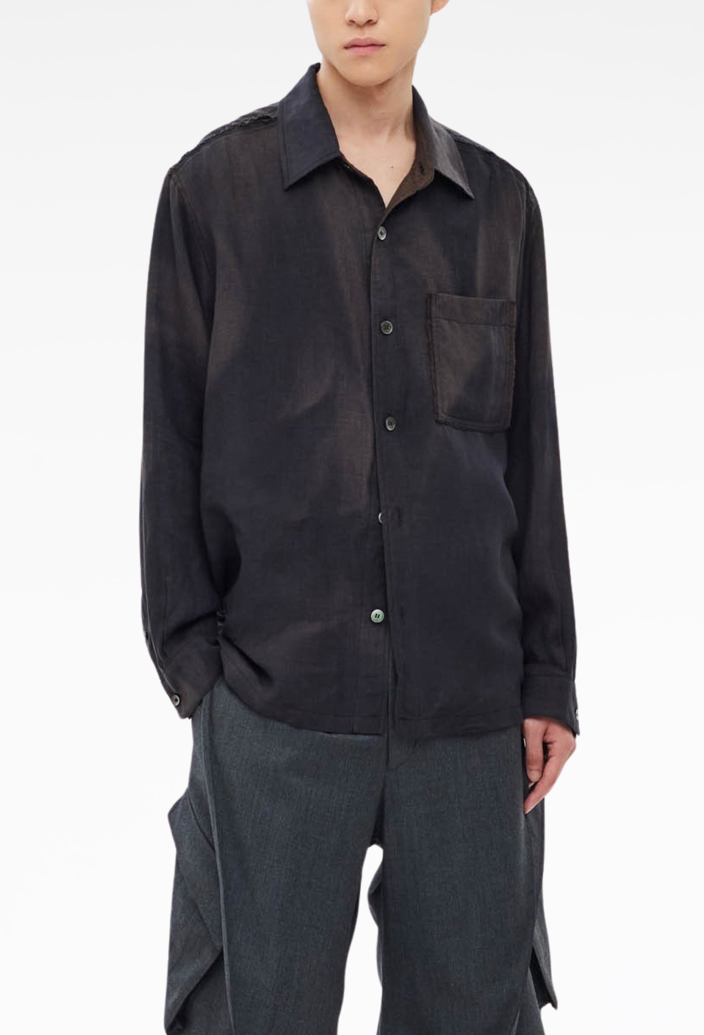 Black Sun-Bleached Raw Edged Shirt