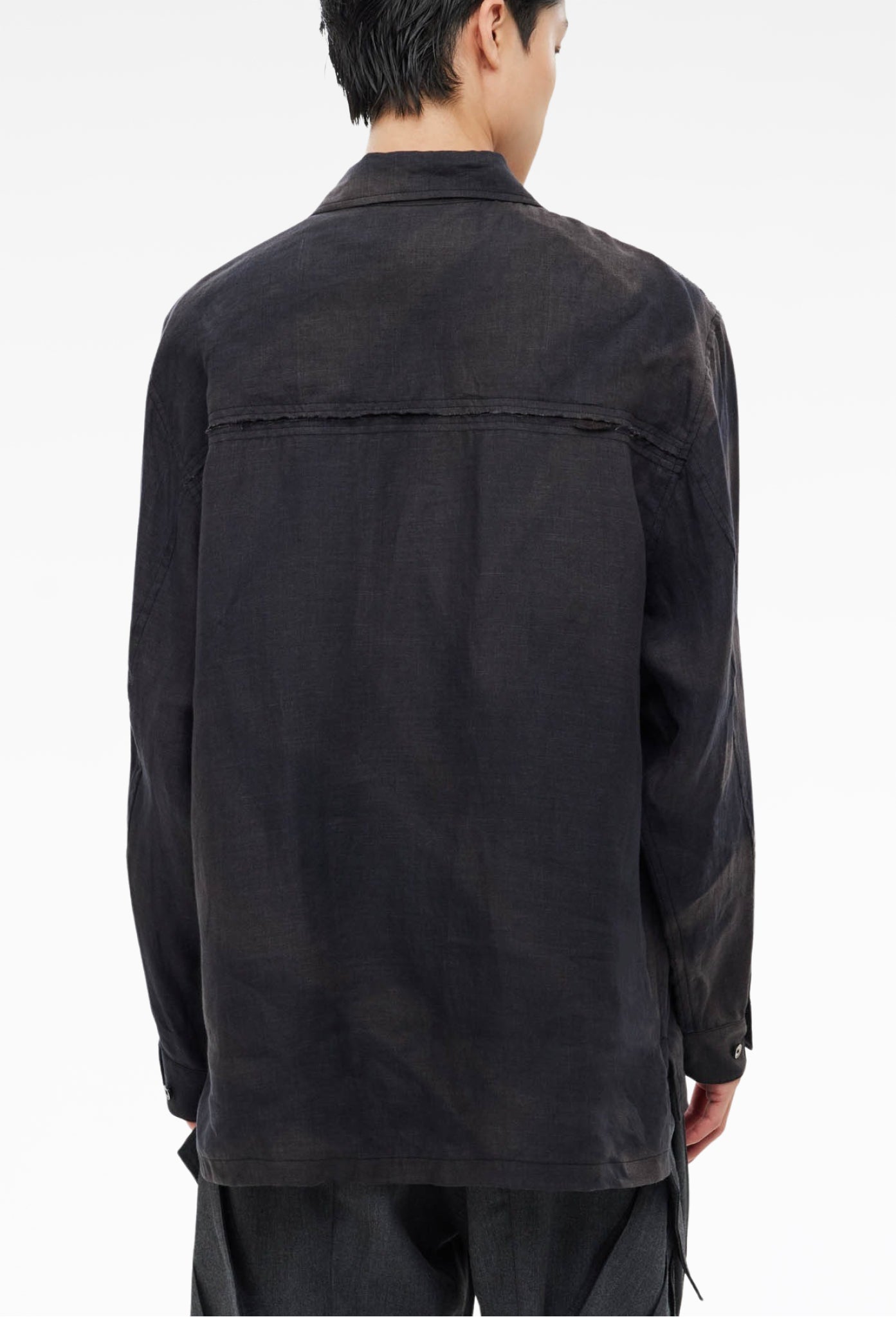 Black Sun-Bleached Raw Edged Shirt