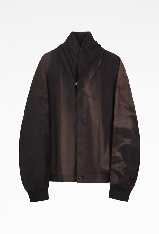Black Sun-Bleached Shawl Collar Jacket
