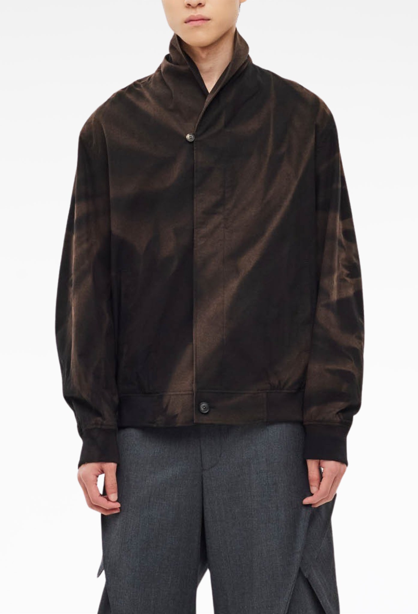 Black Sun-Bleached Shawl Collar Jacket