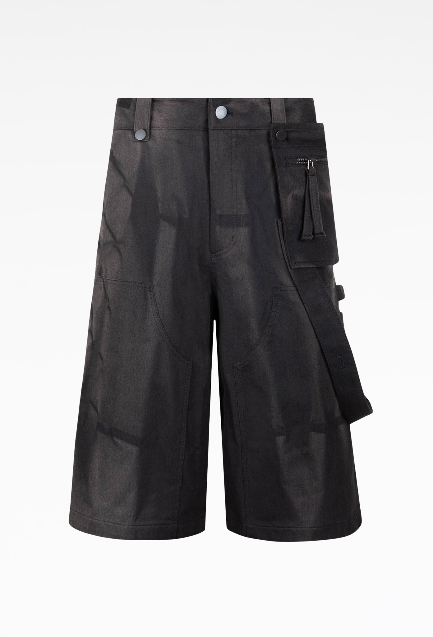 Black Sun-Bleached Work Half Trousers