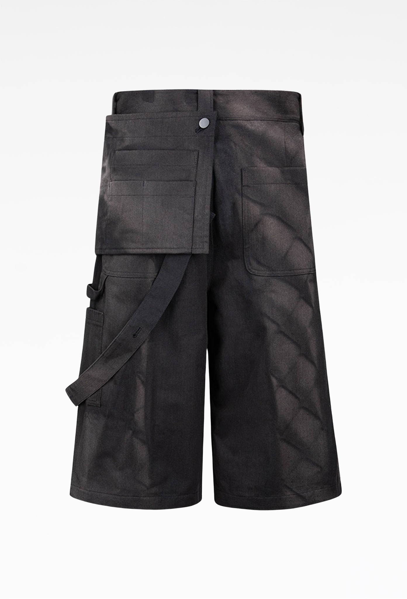 Black Sun-Bleached Work Half Trousers