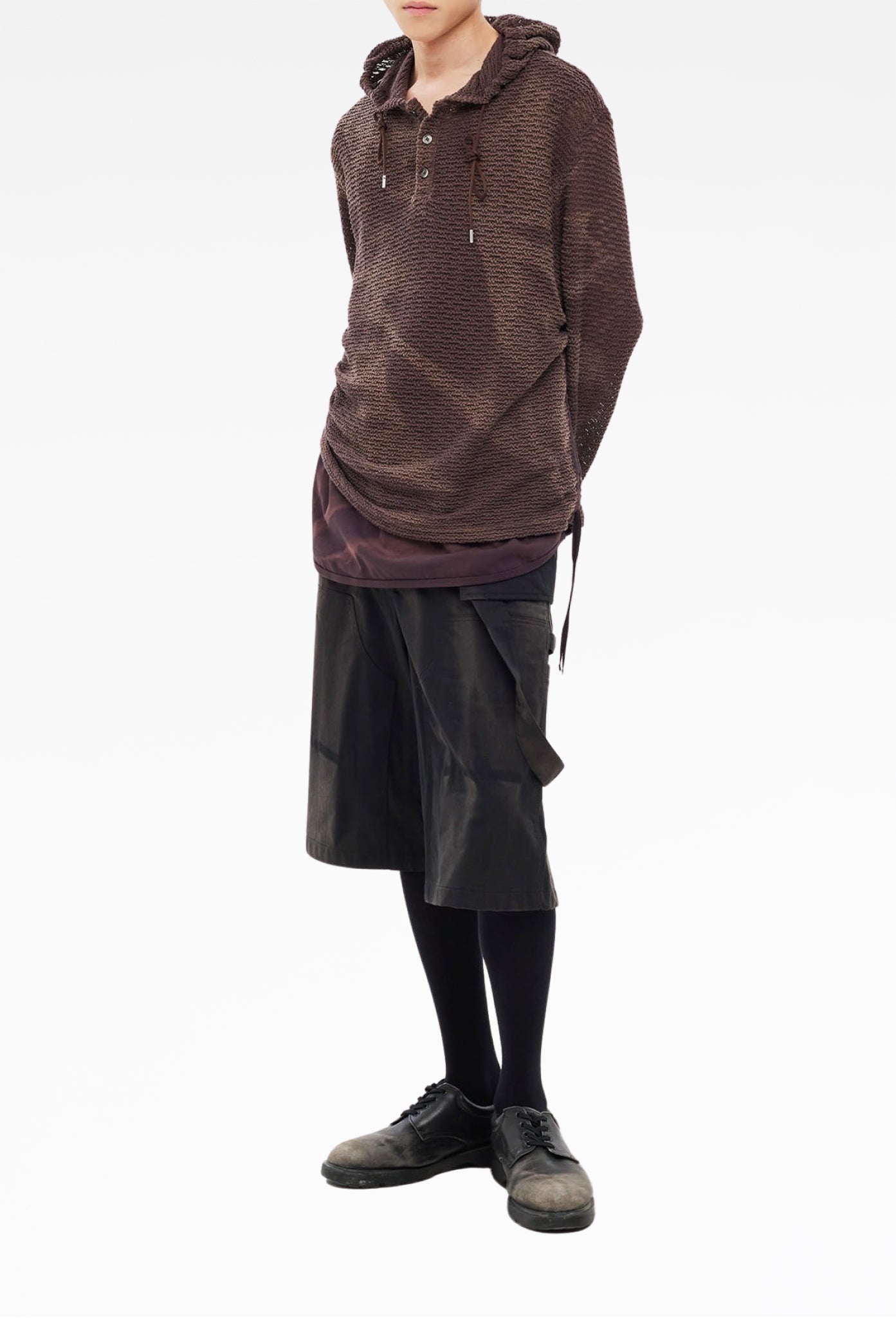 Black Sun-Bleached Work Half Trousers