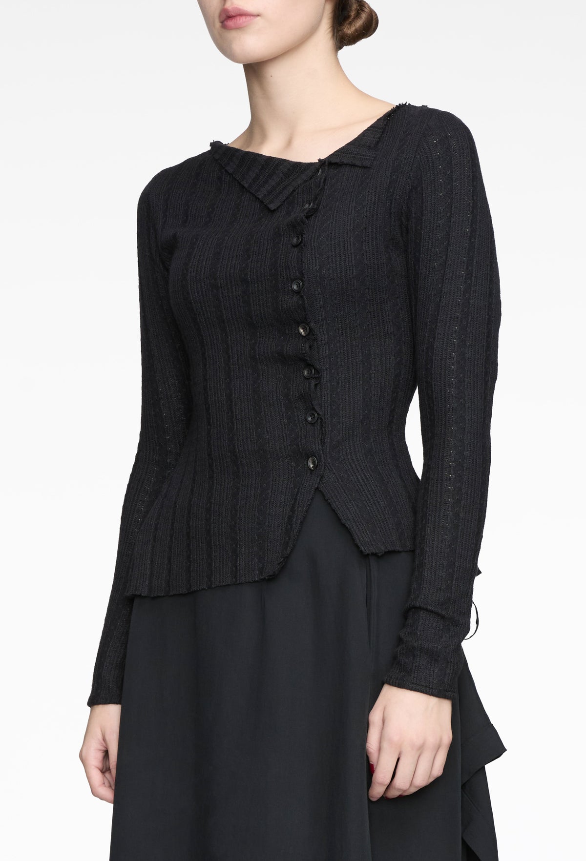 Black Tailored Gathered Top