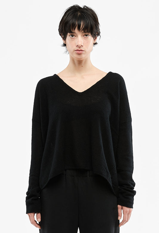 Black V-Neck Oversized Sweater