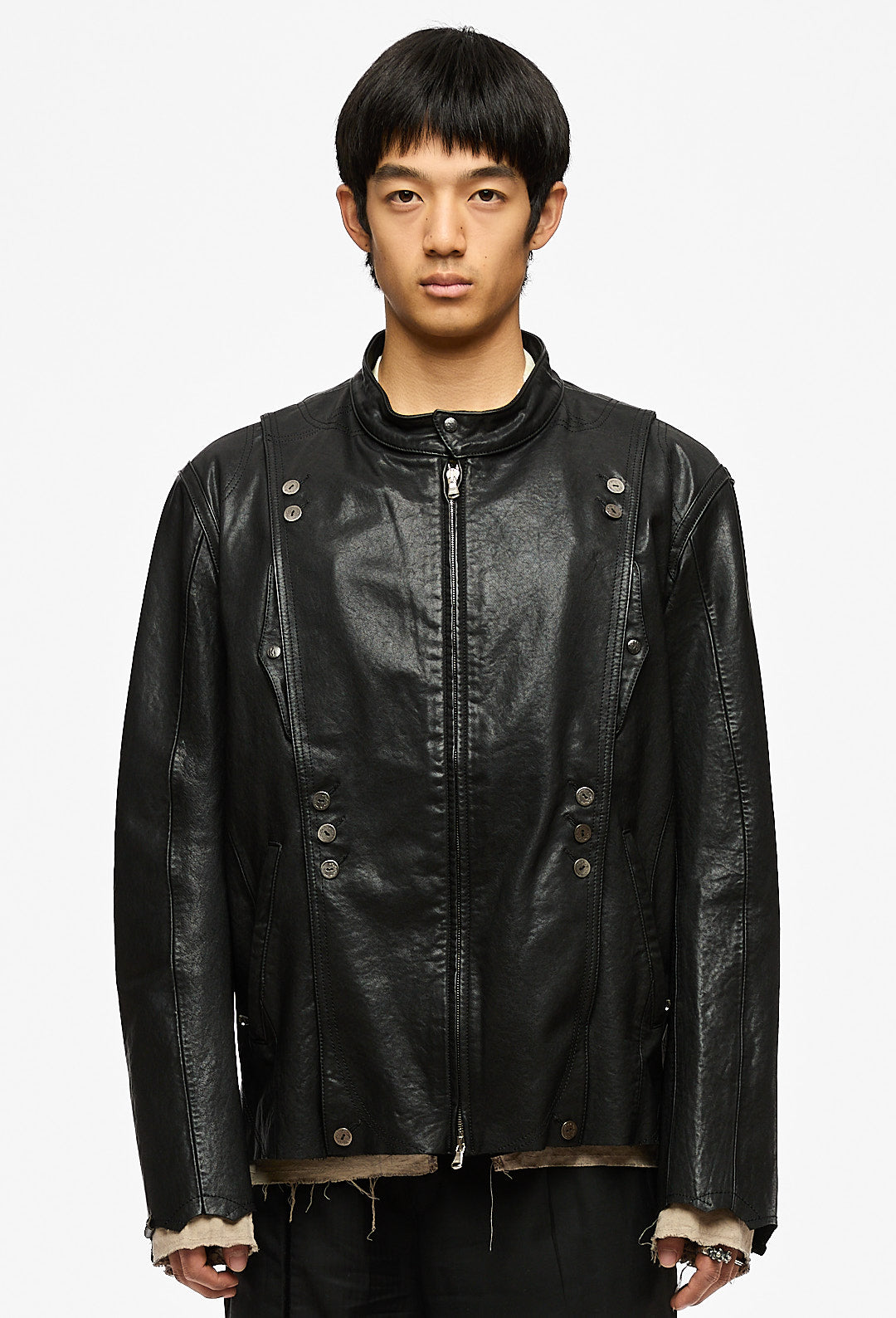 Black Washed Leather Blouson (Forgotten Materials)