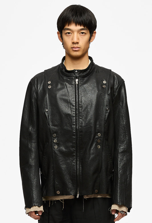 Black Washed Leather Blouson (Forgotten Materials)