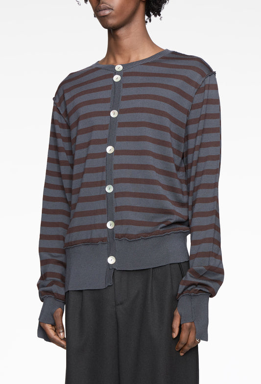 Blue Brown Merino Cardigan