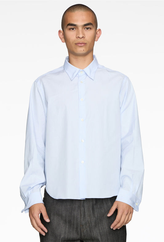 Blue Finn Wired Double Cuff Shirt in Cotton Poplin