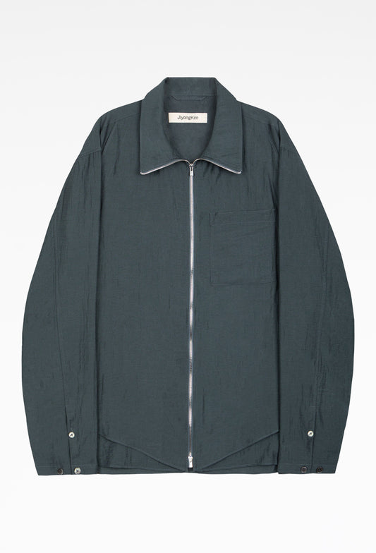 Blue Layered Zip-Up Shirt