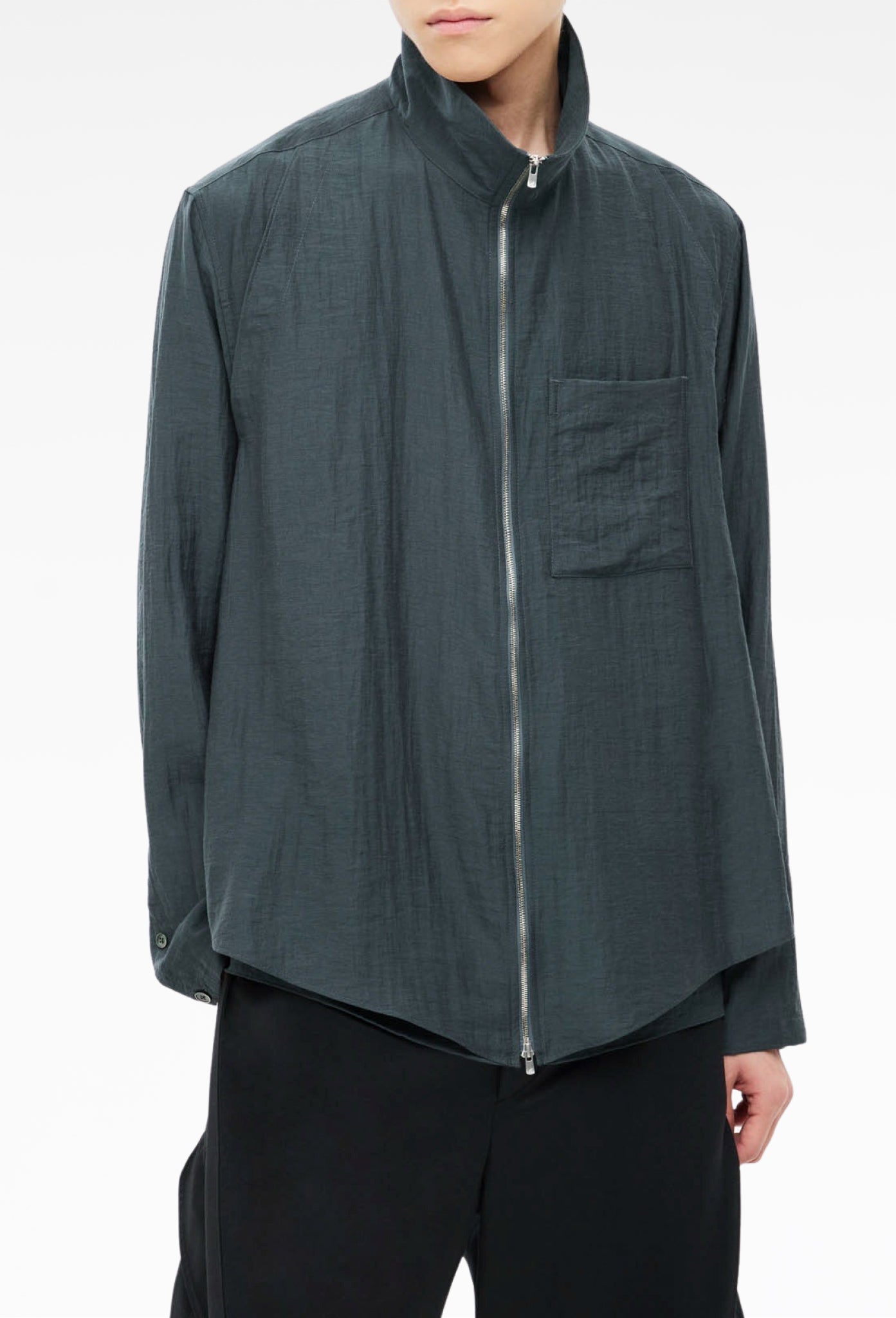 Blue Layered Zip-Up Shirt