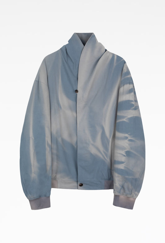 Blue Sun-Bleached Shawl Collar Jacket