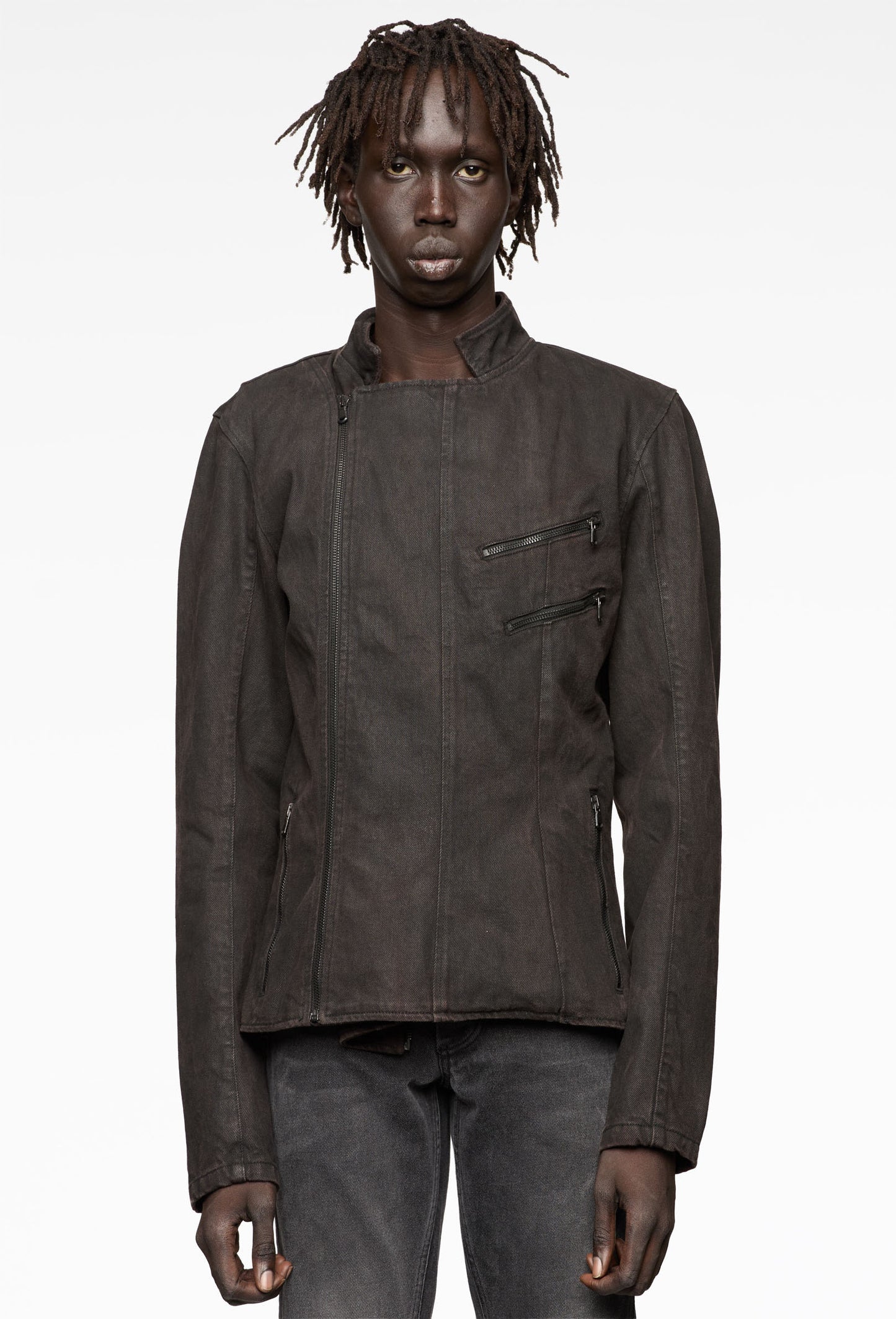 Brown Coated Biker Jacket