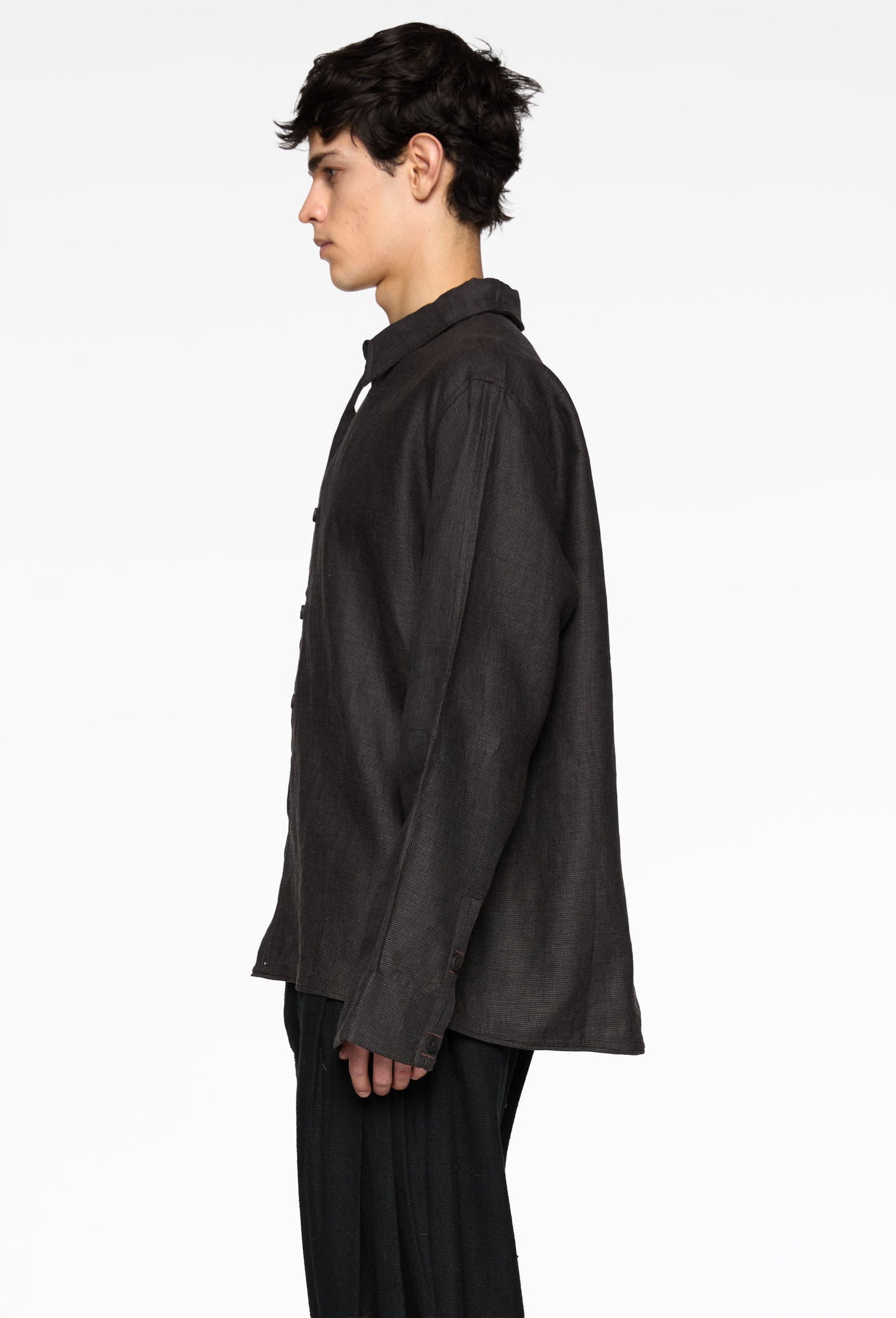 Brown Linen / Puppytooth Welt Shirt
