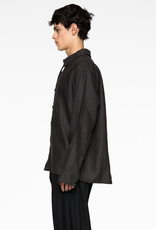 Brown Linen / Puppytooth Welt Shirt