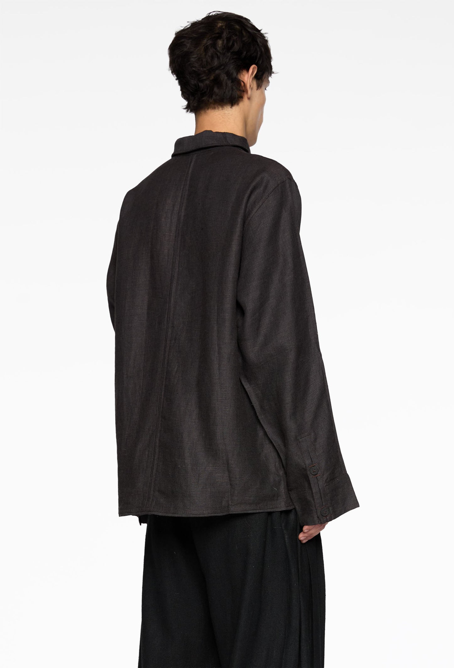 Brown Linen / Puppytooth Welt Shirt