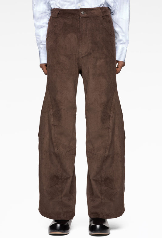 Brown Engineered Dart Trousers