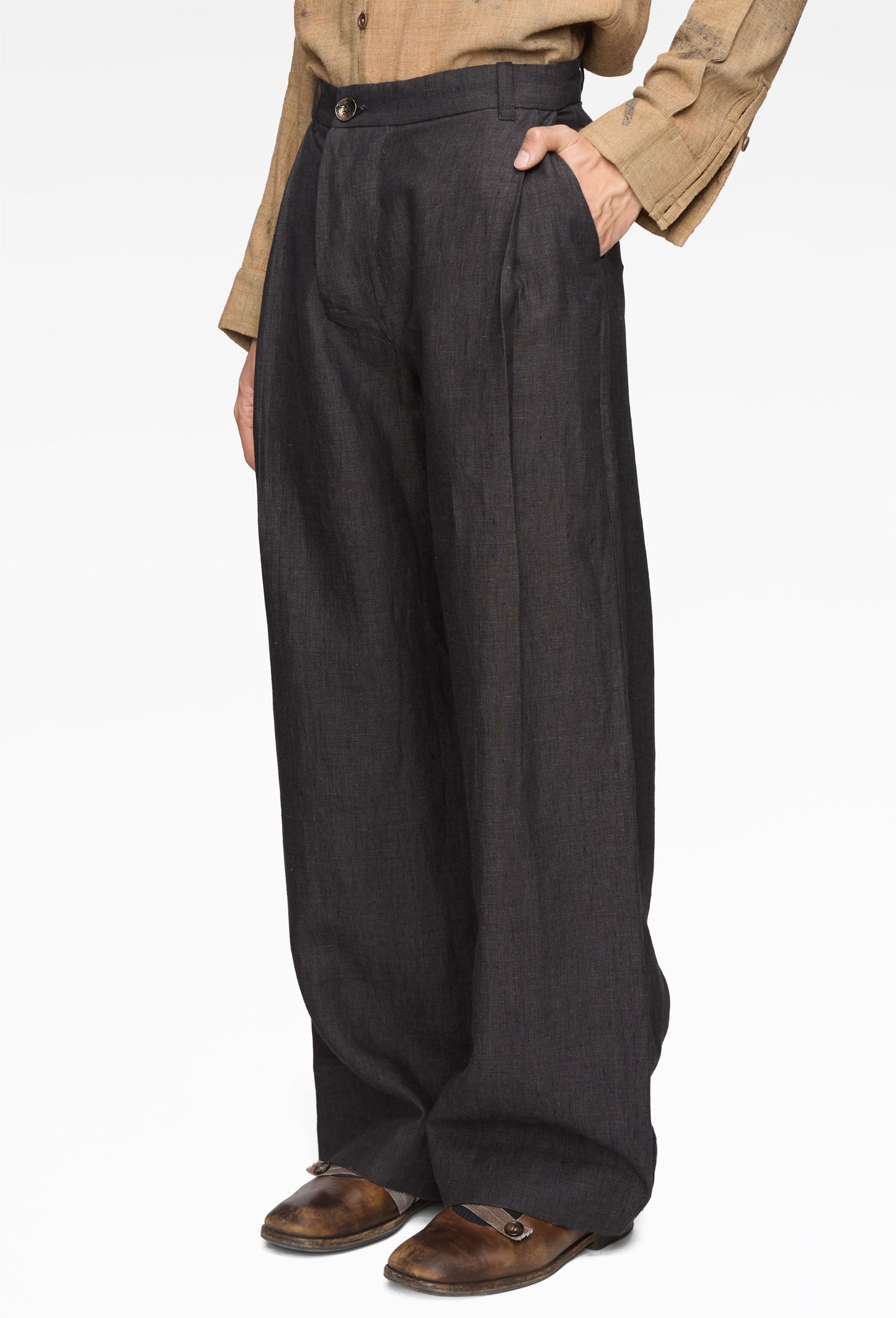 Houndstooth Linen Tobi Pants