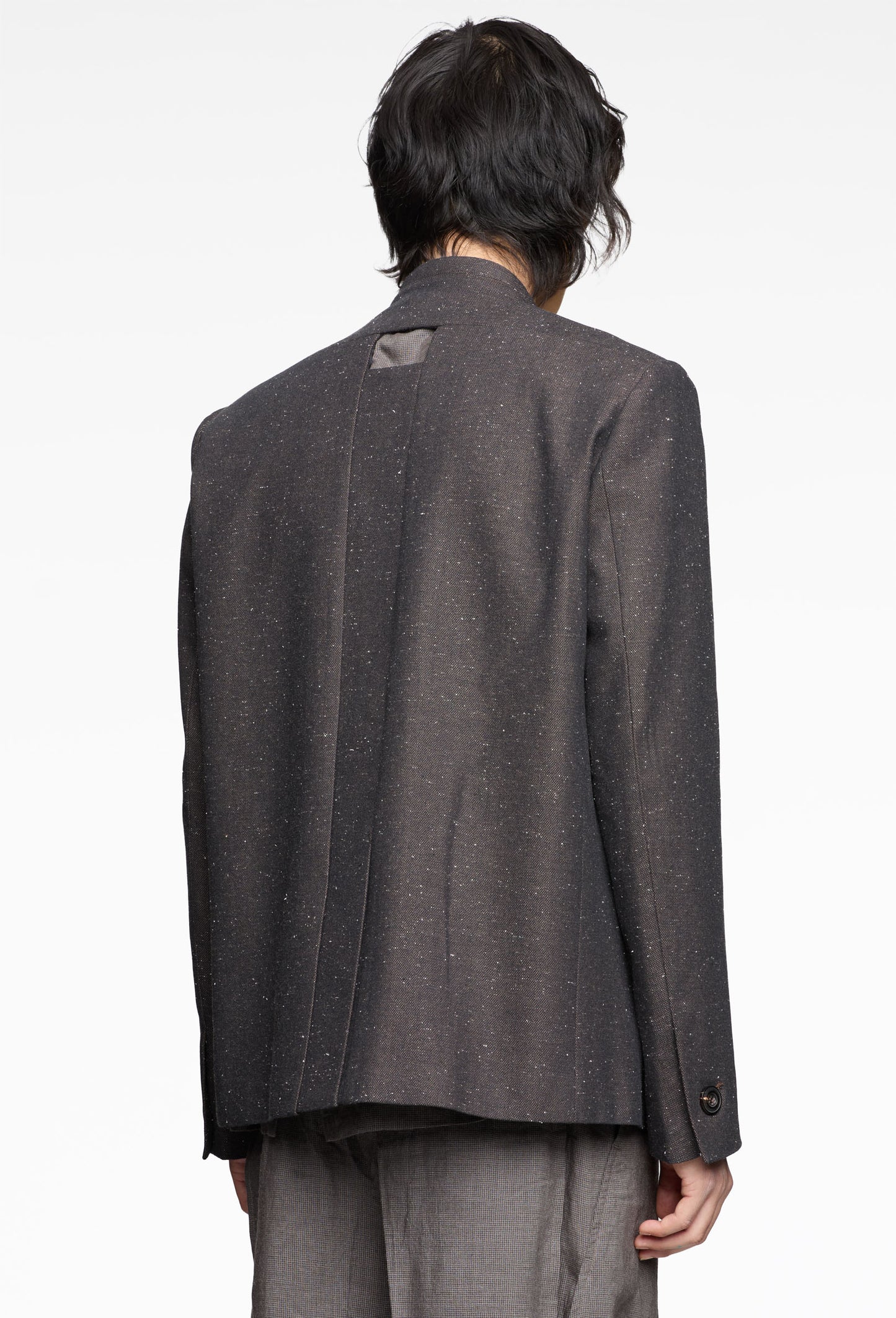Brown Slot Button Collarless Blazer (Komune Exclusive)