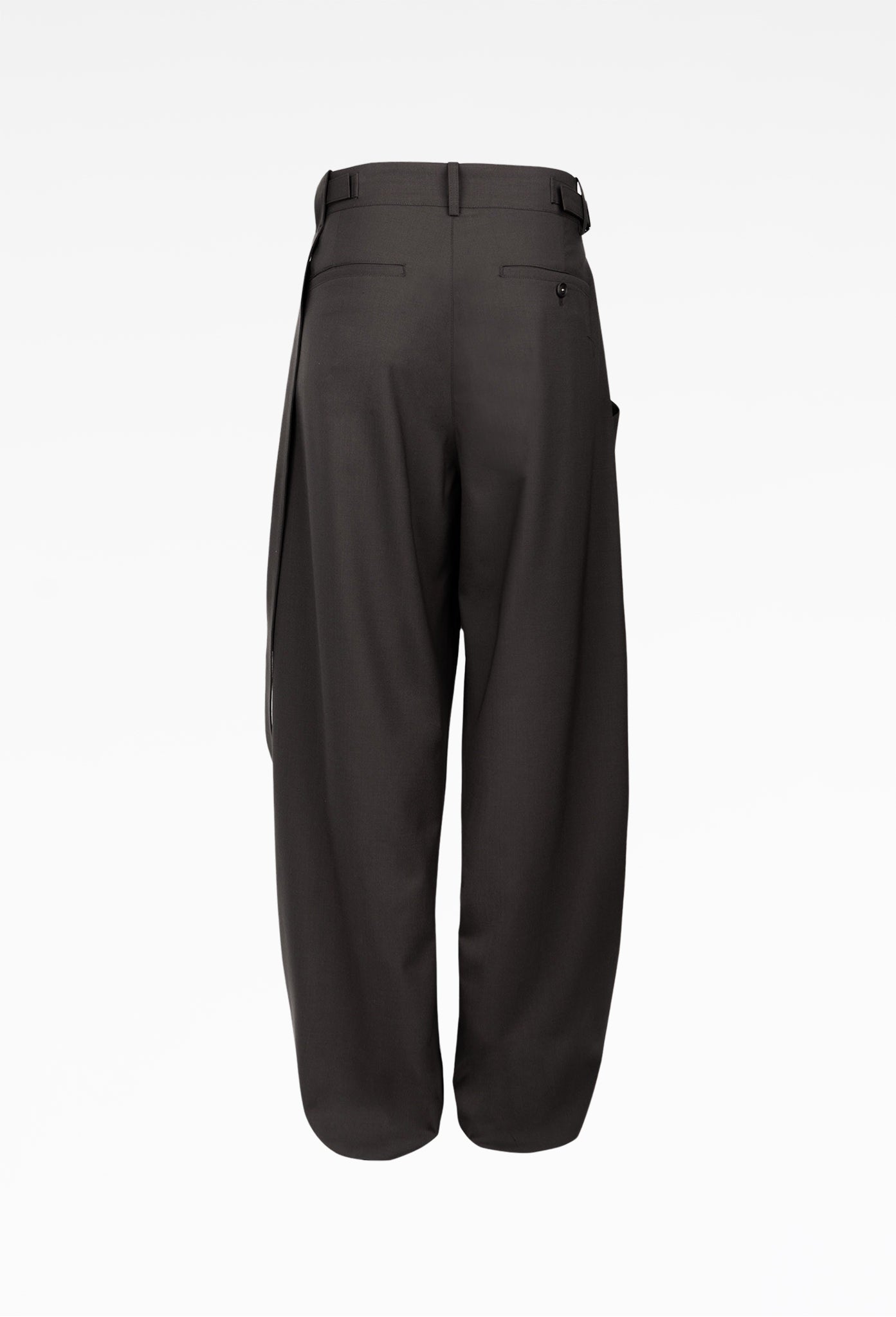 Brown Strap Detailed Wide Trousers