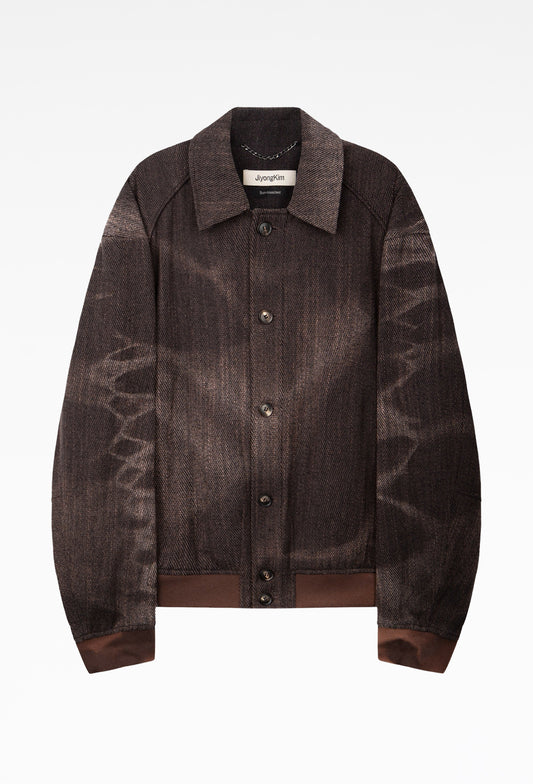 Brown Sun-Bleached Ribbed Blouson
