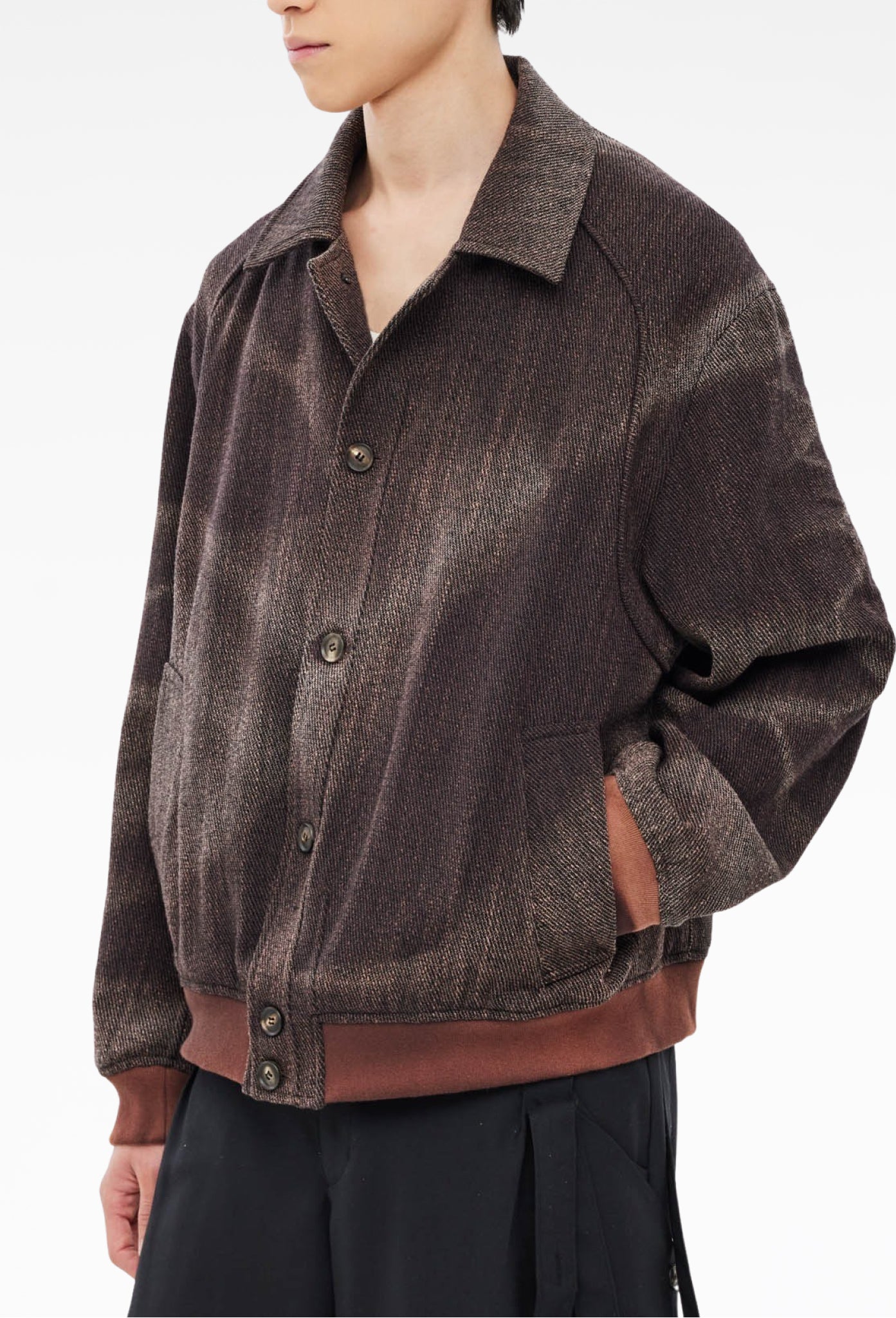 Brown Sun-Bleached Ribbed Blouson