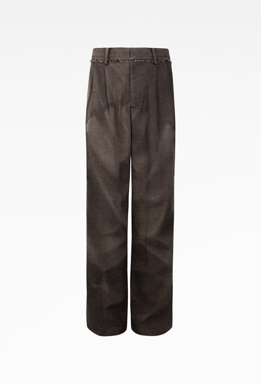 Brown Sun-Bleached Straight Trousers