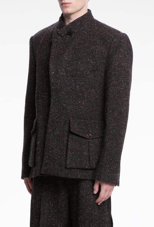 Candy Brown Pierced Collar Hunting Blazer