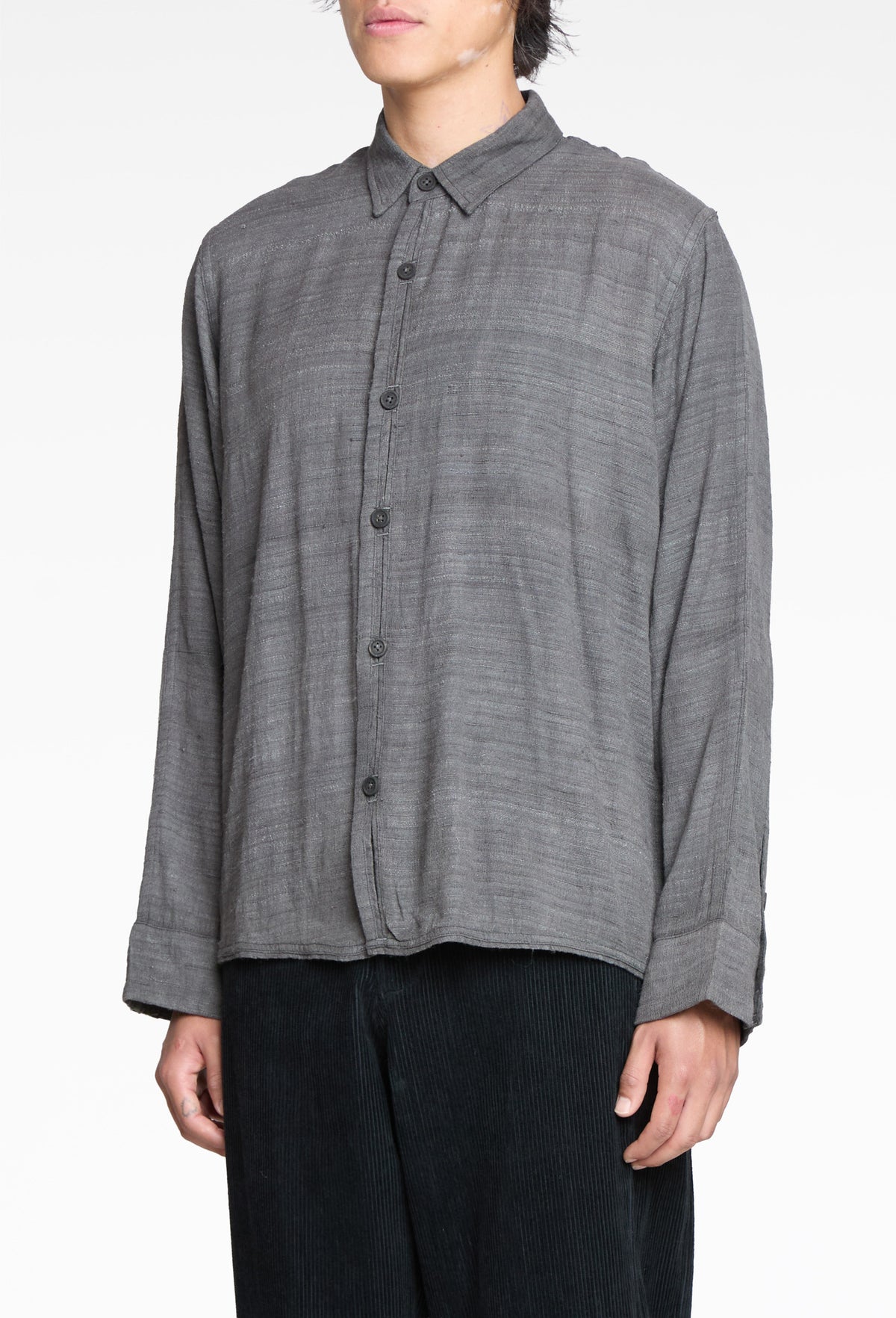 Charcoal Dyed Matka Silk Welt Shirt