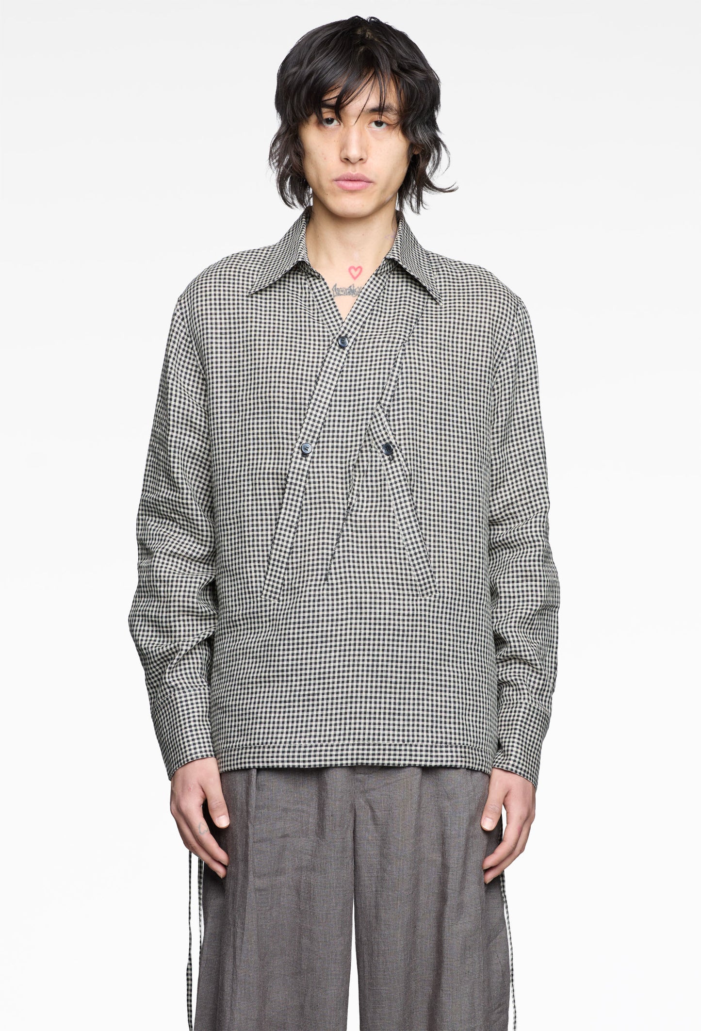 Chessboard Gingham Crossed Over Shirt