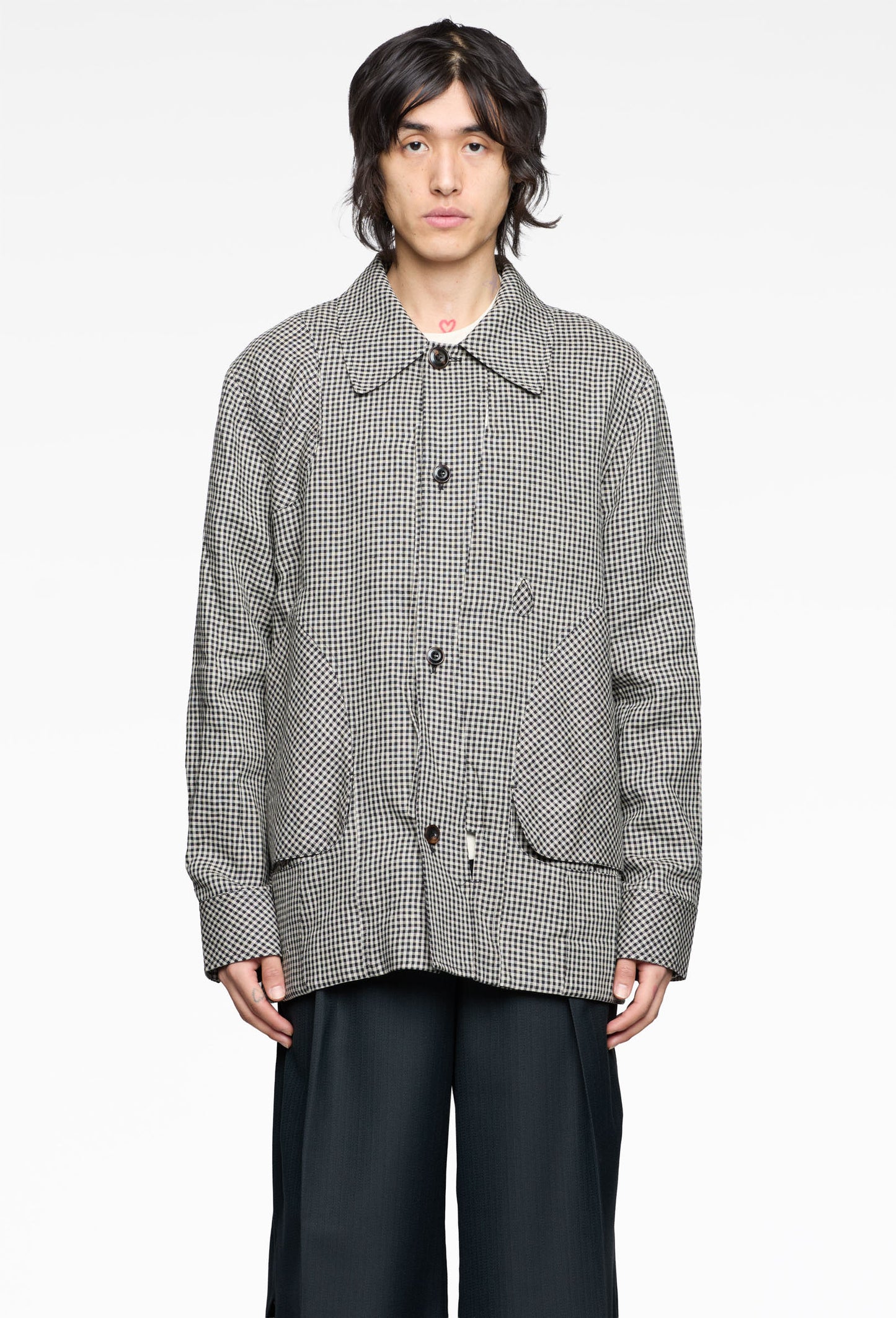 Chessboard Gingham Shooting Mid Coat