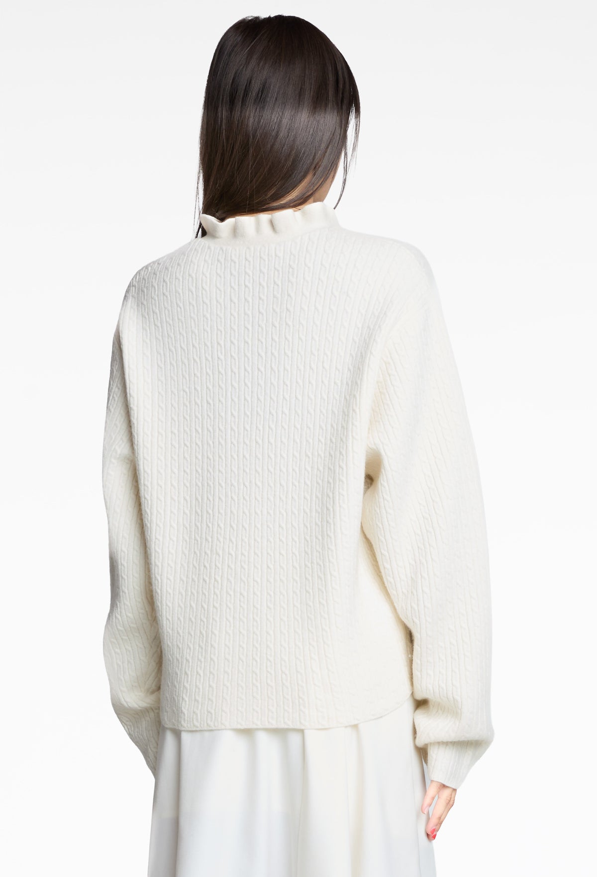 Cream White Felted Cable Cardigan