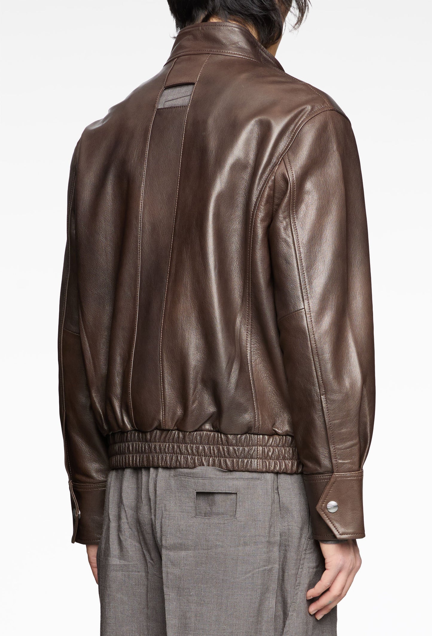 Deep Tea Soft Sauvage Knotted Leather Jacket