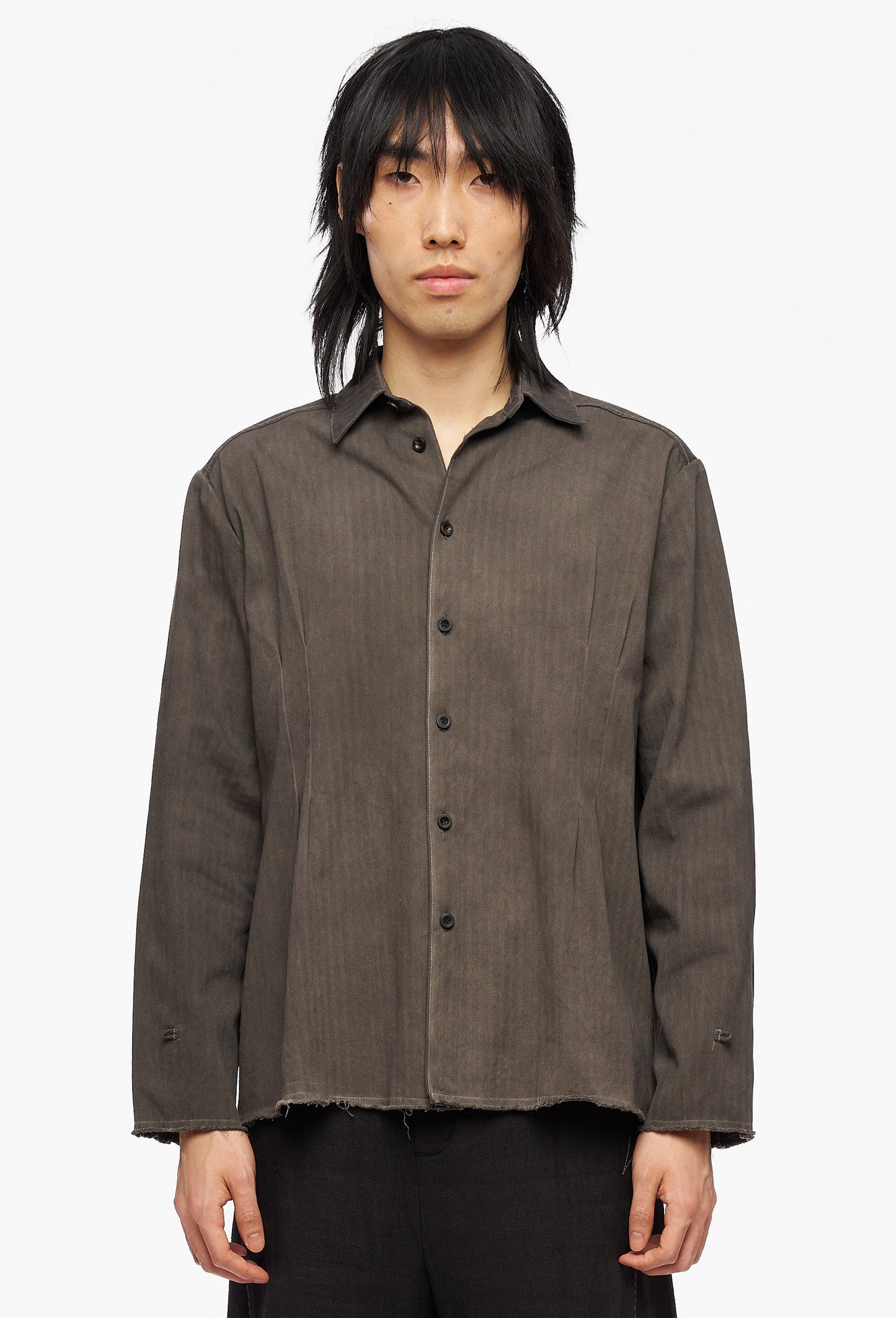 Dyed Grey Linen Shirt